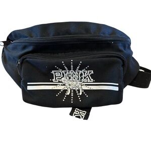 PINK Victoria's Secret Black Belt Bag with Silver Accents
